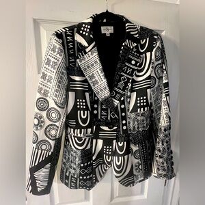 Sassy Jones Stylish Black and White Patterned Women's Jacket